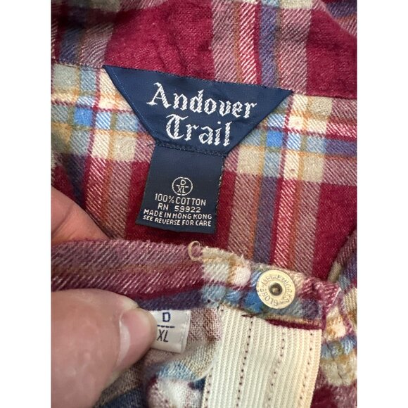 Andover Trail Mens XL Red Plaid 100% Cotton Flannel Pajama Set With Top & Bottom - Picture 3 of 5